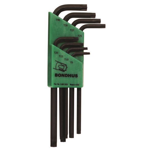 BONDHUS TLX9S Prohold, 9pcs Torx Key Set T10-T50, 12699