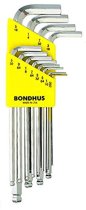 BONDHUS BLX12B BriteGuard BallEnd Hex Key 12pcs Imperial Set 0.050″-5/16″, 16936