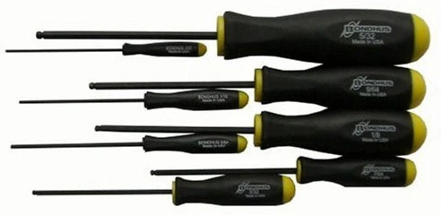 BONDHUS BSX8SG Gold Guard BallEnd Hex Screwdriver 8pcs Imperial Set 0.050"-5/32", 38632