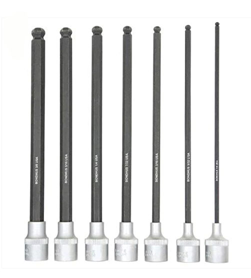 BONDHUS PHBX7/S-6 ProHold BallEnd InHex Bits & Sockets 7pcs Imperial Set 1/8"-3/8", 43845