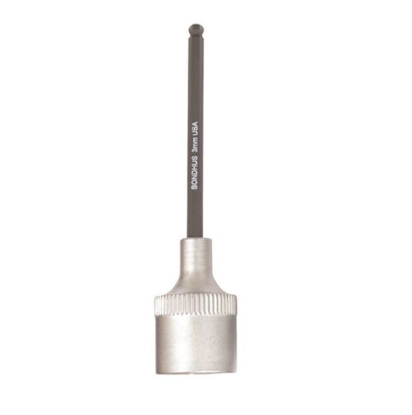 BONDHUS 3mm ProHold BallEnd InHex Bit & 3/8" Socket, 43856