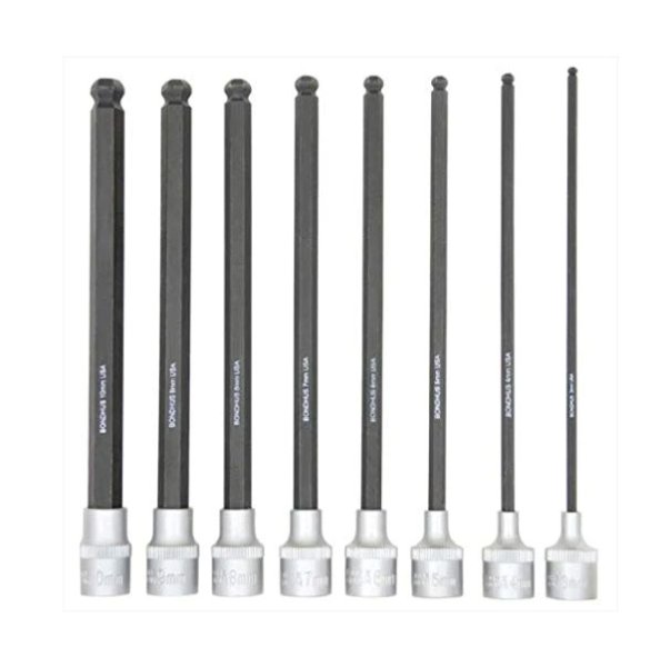 BONDHUS PHBX8M/S-6 ProHold BallEnd InHex Sockets & Bits 8pcs Metric Set 3mm-10mm, 43887