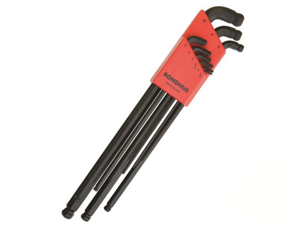 BONDHUS SDBLX9MXL Stubby Double BallEnd Hex Key 9 pcs Metric Set 1.5mm-10mm, 67099