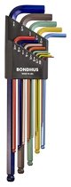 BONDHUS BLX13XLCG ColourGuard BallEnd Hex Key 13pcs Imperial Set 0.050″-3/8″, 69637