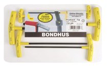 BONDHUS PBTX60 T-Handle Prohold BallEnd Hex Key 6pcs Imperial Set 5/32″-3/8″, 75146