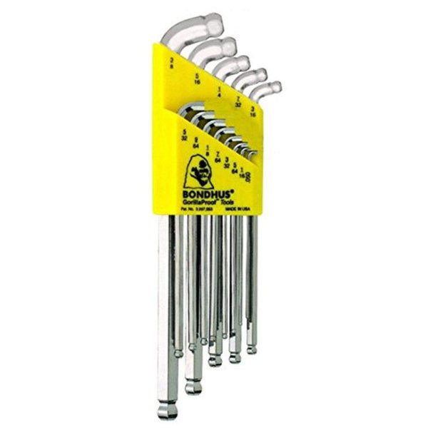 BONDHUS SDBLX13BXL BriteGuard Stubby Double BallEnd Hex 13pcs Imperial Set 0.050"-3/8", 77037