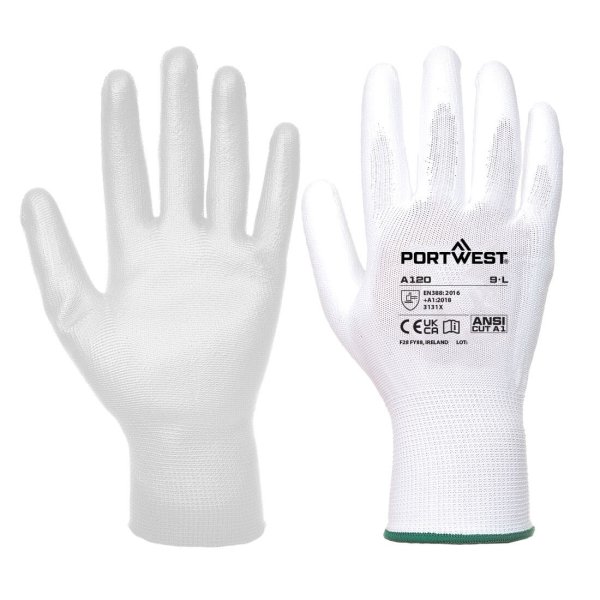 A120 - PU Palm Glove White (10 pk)