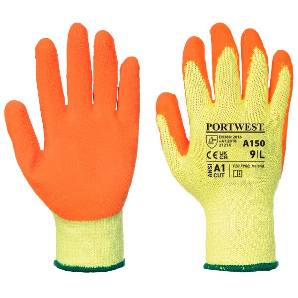 A150 - Classic Grip Glove - Latex Orange (pk 10)