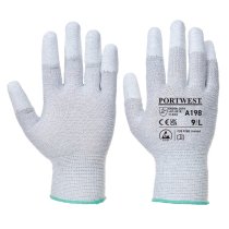 A198 - Antistatic PU Fingertip Glove Grey (pk 10)