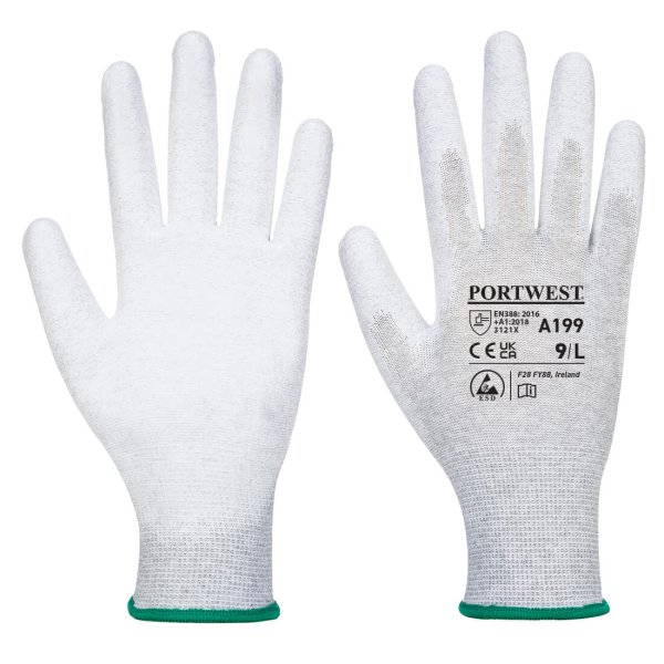 A199 - Antistatic PU Palm Glove Grey (pk 10)
