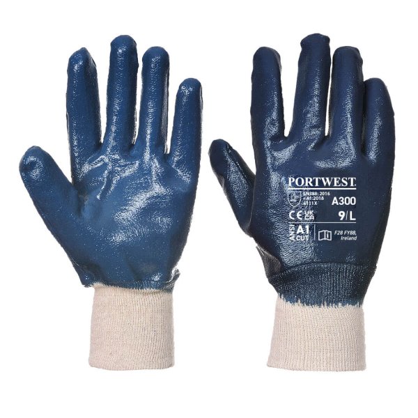 A300 - Nitrile Knitwrist Navy (pk 10)