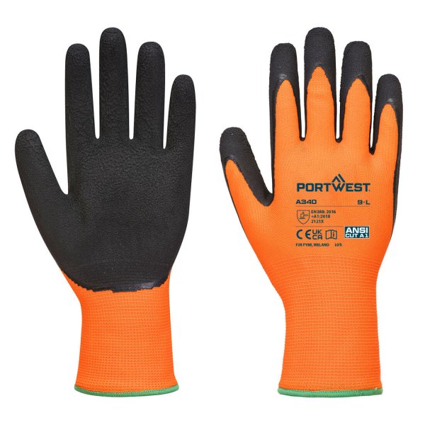 A340 - Hi-Vis Grip Glove - Latex Orange/Black (pk 10)