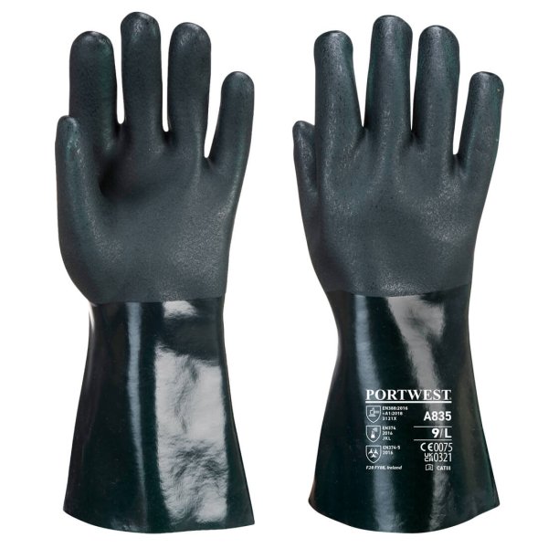A835 - Double Dipped PVC Gauntlet 35cm Green