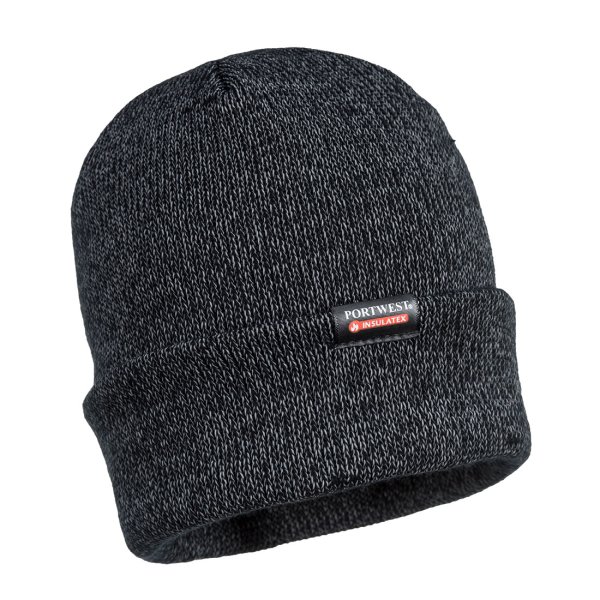 B026 - Insulated Reflective Knit Beanie Black