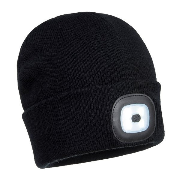 B029 - Beanie USB Rechargeable LED Head Light Black