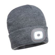 B029 - Beanie USB Rechargeable LED Head Light Grey