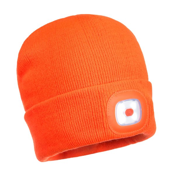B029 - Beanie USB Rechargeable LED Head Light Orange