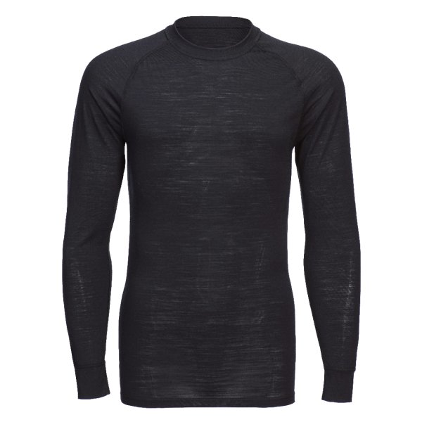 B183 - Merino Wool Crewneck Baselayer Top Black