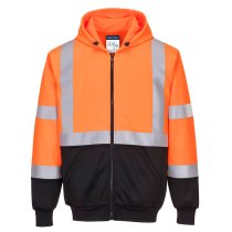 B315 - Hi-Vis Contrast Zipped Hoodie Orange/Black
