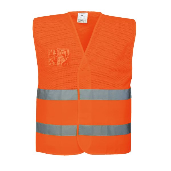C494 - Hi-Vis Half Mesh Two Band Vest Orange