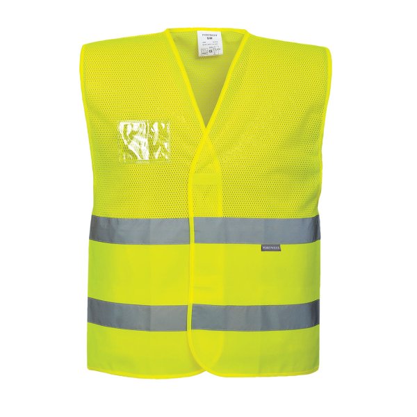 C494 - Hi-Vis Half Mesh Two Band Vest Yellow