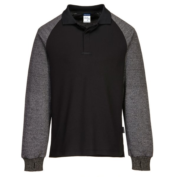 CR15 - Polo Shirt with Cut Resistant Sleeves Black