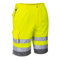 E043 - Hi-Vis Contrast Shorts Yellow/Grey