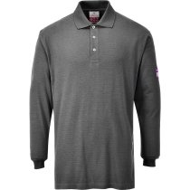 FR10 - Flame Resistant Anti-Static Long Sleeve Polo Shirt Grey