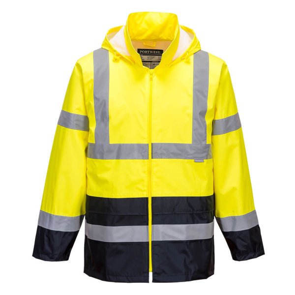 H443 - Hi-Vis Contrast Classic Rain Jacket Yellow/Navy
