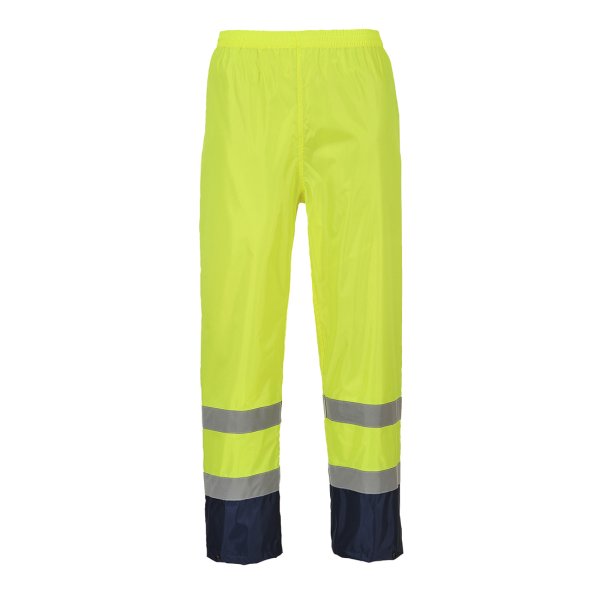 H444 - Hi-Vis Contrast Classic Rain Trousers Yellow/Navy