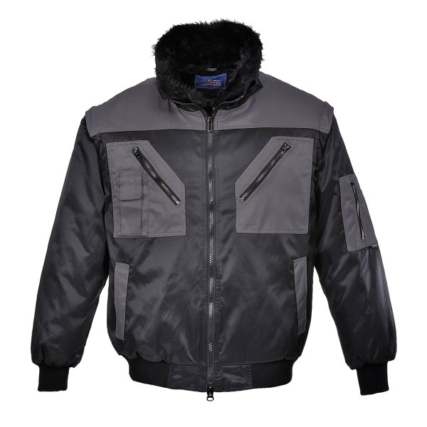 PJ20 - Two Tone Pilot Jacket Black/Grey