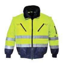 PJ50 - Hi-Vis 3-in-1 Contrast Pilot Jacket Yellow/Navy