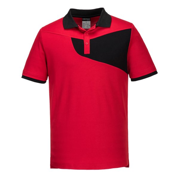 PW210 - PW2 Cotton Comfort Polo Shirt S/S Red/Black