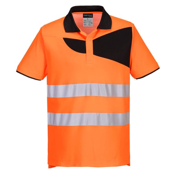 PW212 - PW2 Hi-Vis Cotton Comfort Polo Shirt S/S Orange/Black
