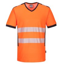 PW310 - PW3 Hi-Vis V-Neck Mesh Insert T-Shirt S/S Orange/Black