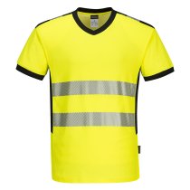 PW310 - PW3 Hi-Vis V-Neck Mesh Insert T-Shirt S/S Yellow/Black