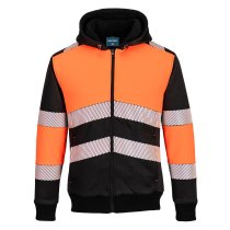 PW377 - PW3 Zipped Class 1 Winter Hoodie Orange/Black