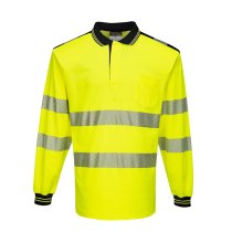 T184 - PW3 Hi-Vis Cotton Comfort Polo Shirt L/S Yellow/Black