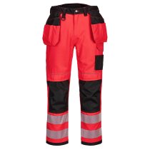 T501 - PW3 Hi-Vis Holster Pocket Work Trousers Red/Black