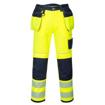 T501 - PW3 Hi-Vis Holster Pocket Work Trousers Yellow/Navy Short