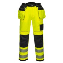 T501 - PW3 Hi-Vis Holster Pocket Work Trousers Yellow/Black Short