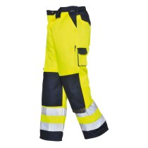 TX51 - Lyon Hi-Vis Contrast Work Trousers Yellow/Navy Tall